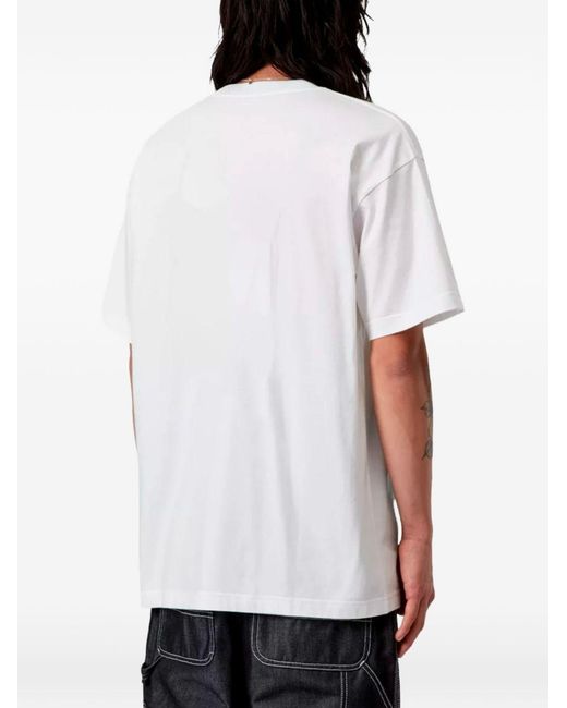 Carhartt White Logo Cotton T-Shirt for men