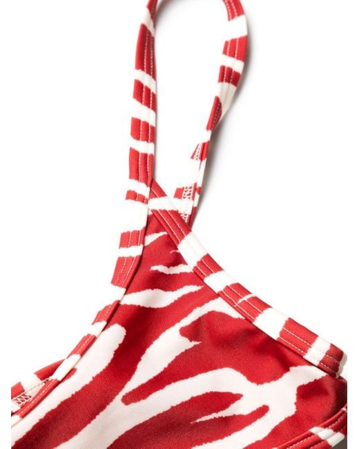 The Attico Red Zebra Print Bikini Set