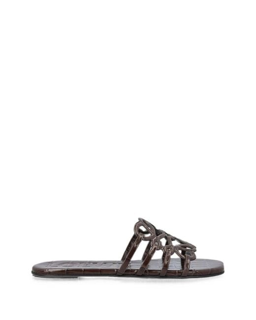 Loewe White Petal Anagram Flat Sandals
