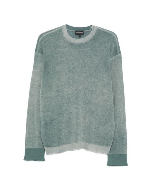 Emporio Armani Green Wool Crewneck Sweater for men