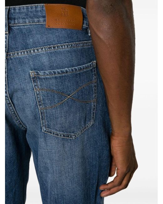 Jeans slim a vita media di Brunello Cucinelli in Blue da Uomo
