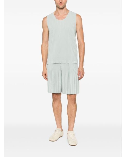 Homme Plissé Issey Miyake White Pleated Shorts for men