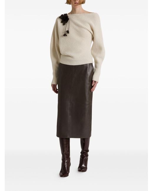 Alberta Ferretti Natural Wool And Cashmere Sweater