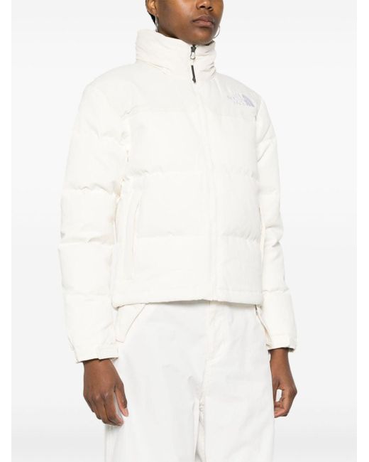 The North Face White Logo-Embroidered Puffer Jacket