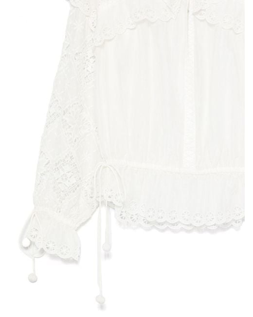 Isabel Marant White Nowana Silk Blend Blouse