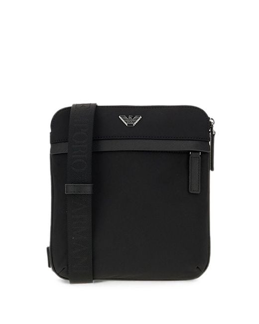 Emporio Armani Black Logo Crossbody Bag for men