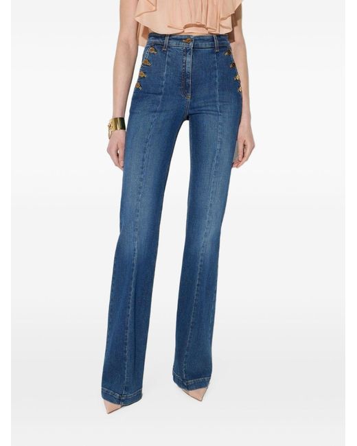 Elisabetta Franchi Blue Flared Leg Denim Jeans
