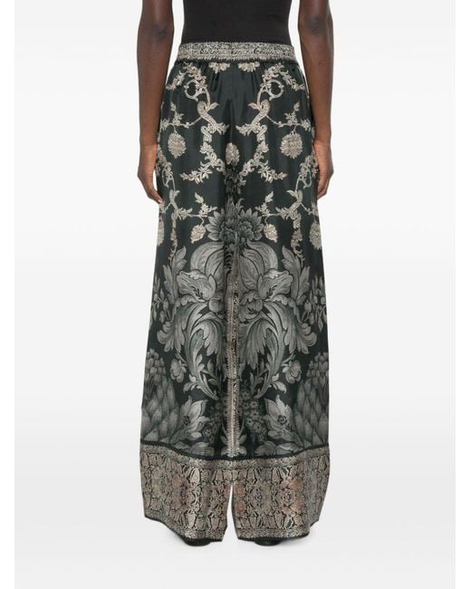 Pierre Louis Mascia Black Printed Silk Trousers