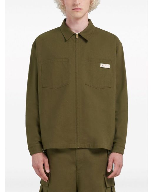 Marni Green Zipped Shirt for men
