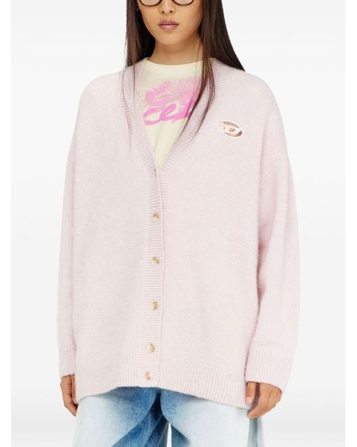 DIESEL Pink Logo Wool Blend Cardigan