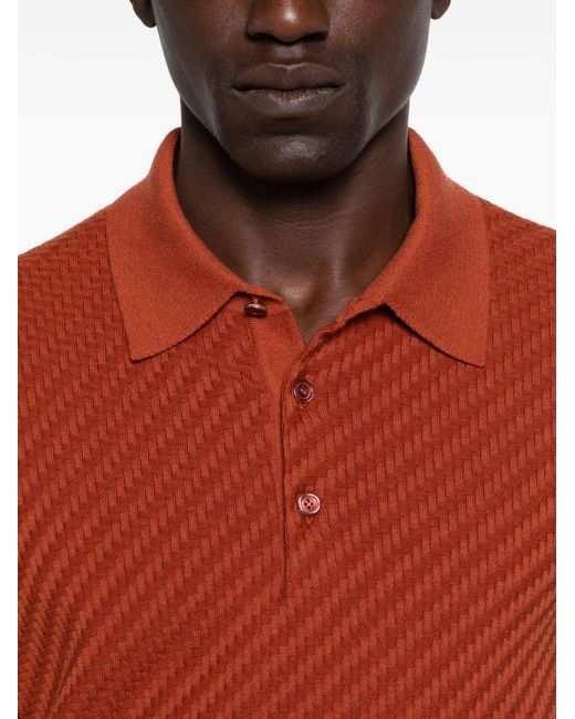 Brioni Red Cotton And Cashmere Polo Shirt for men