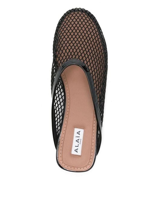 Alaïa Black Fishnet Slippers