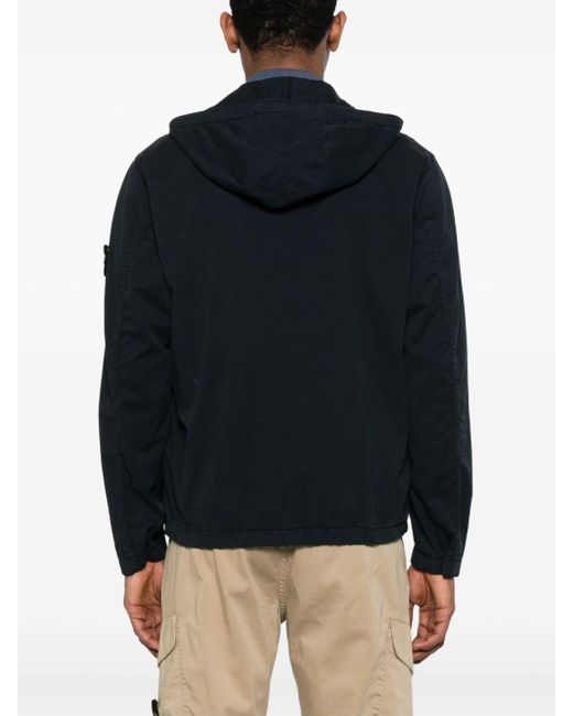 Giacca Con Applicazione Compass di Stone Island in Black da Uomo