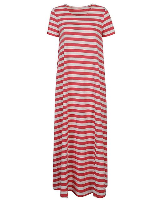 Apuntob Red Striped Cotton Long Dress