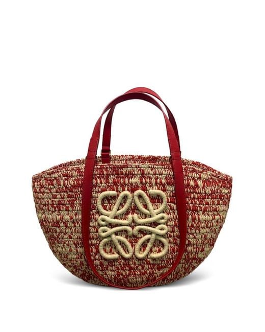 Loewe Pink Eclipse Medium Rafia Tote