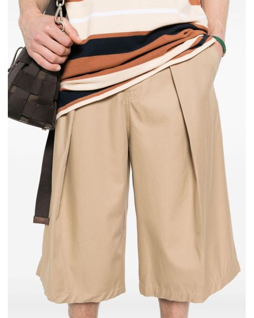 Loewe-Paulas Ibiza Natural Cotton Pleated Cropped Trousers for men