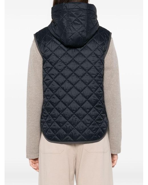 Brunello Cucinelli Blue Quilted Nylon Down Vest