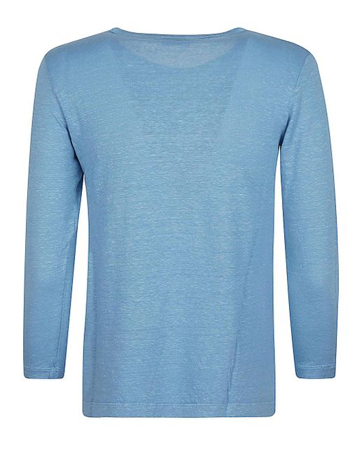 Base London Blue Linen Jersey Long Sleeve T-shirt