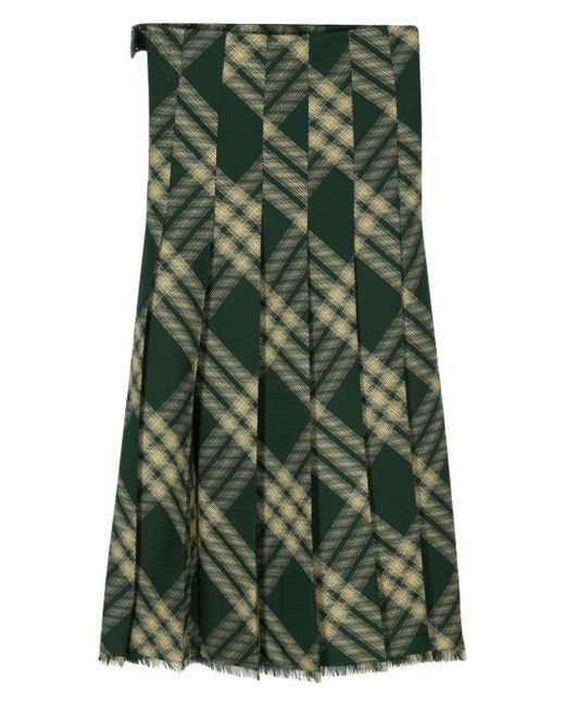 Burberry Green Wool Midi Skirt
