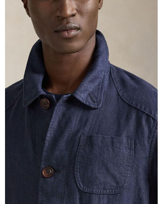 Polo Ralph Lauren Blue Herringbone Utility Jacket for men
