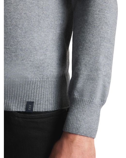 Fay Gray Round Neck Fine Wool Sweater for men