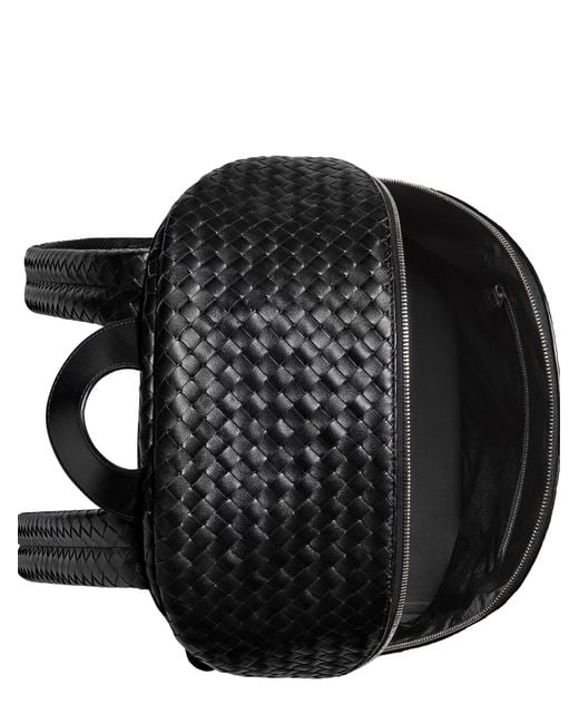 Bottega Veneta Black Woven Leather Backpack for men