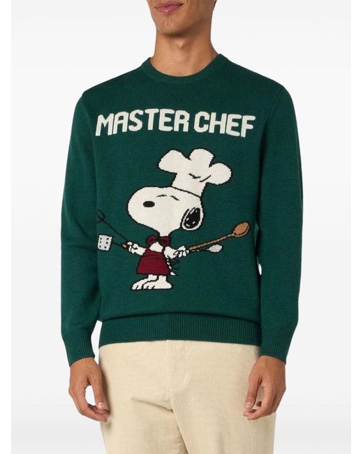 Mc2 Saint Barth Green Graphic Print Crew Neck Sweatshirt With Playful Design for men