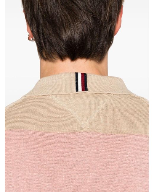 Tommy Hilfiger Pink Striped Ribbed-knit Polo Shirt for men