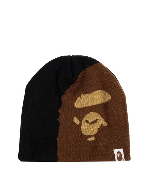 A Bathing Ape Brown Ape Head Knit Hat for men
