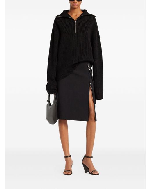 Courreges Black Zipped Wool Sweater