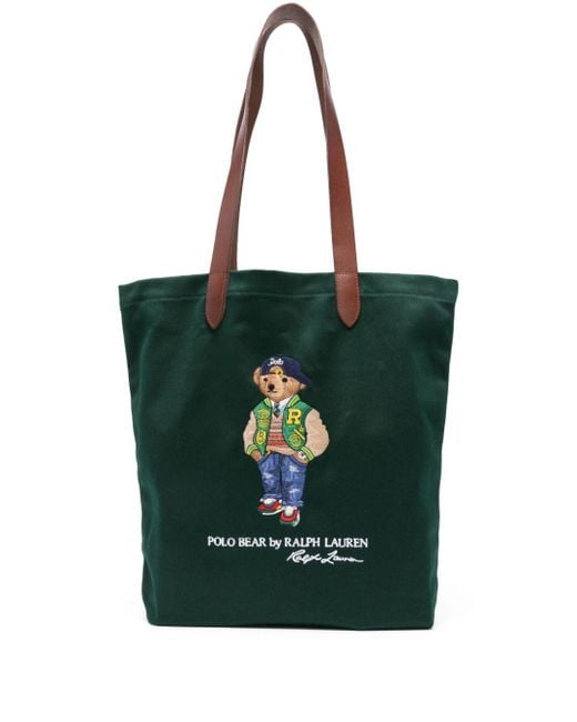 Polo Ralph Lauren Green Embroidered Polo Bear Tote Bag for men