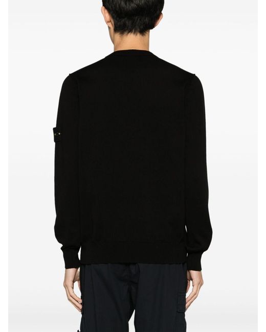 Stone Island Black Crew Neck Sweater With Logo for men