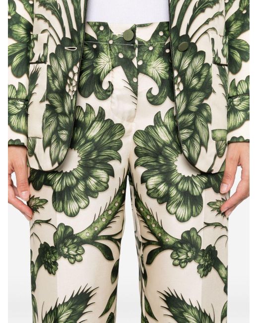 F.R.S For Restless Sleepers Green Printed Silk Trousers