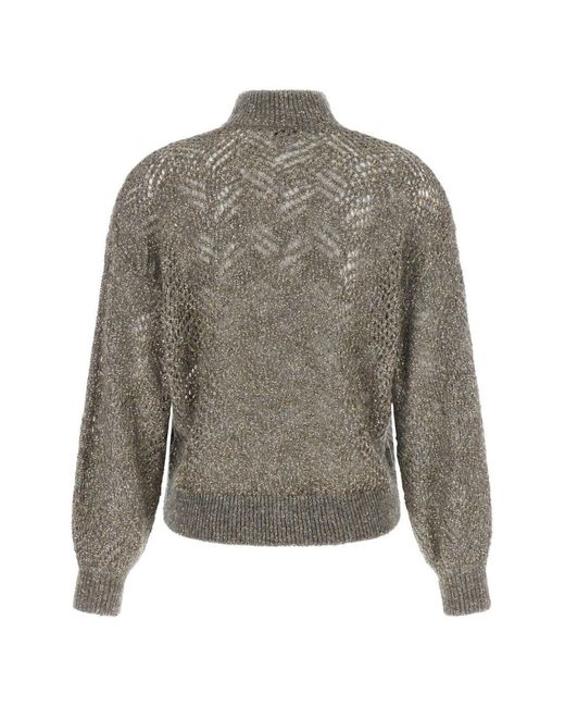 Brunello Cucinelli Gray Wool Turtle-Neck Jumper
