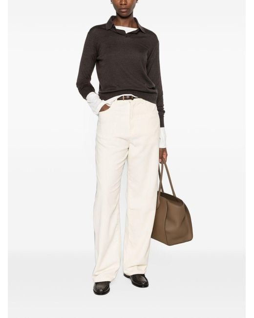 The Row Black Pauli Wool And Silk Polo Sweater
