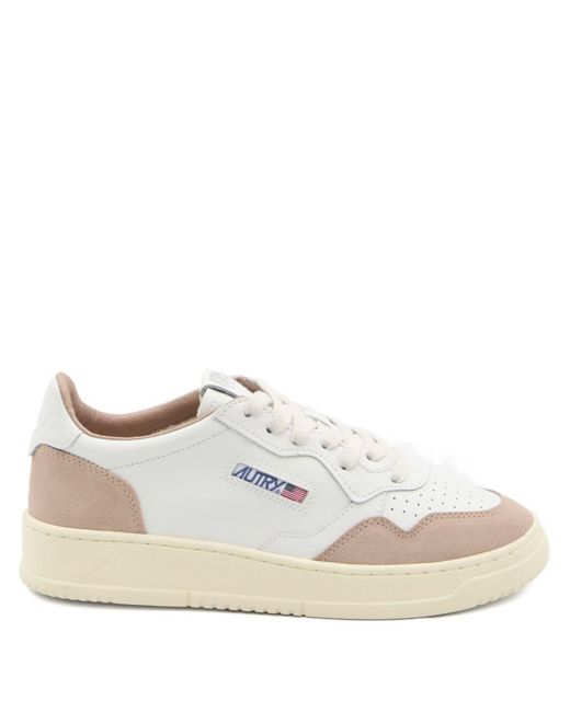Autry White Medalist Low Suede Overlay Sneakers