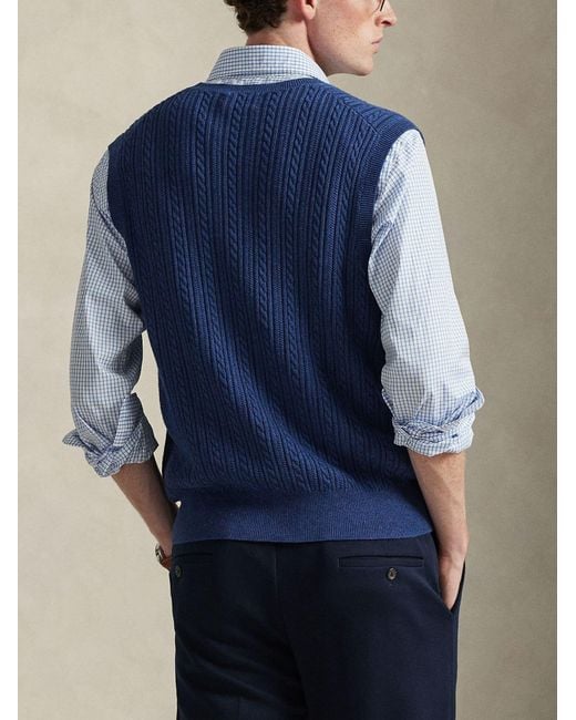 Polo Ralph Lauren Blue Cable-Knit Vest With Logo for men