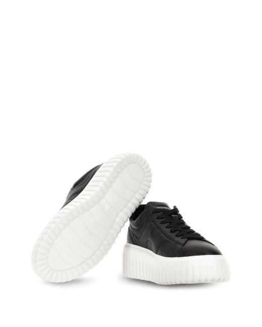 Hogan Black H-Stripes Leather Sneakers