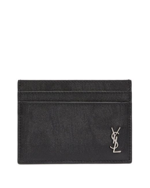 Saint Laurent Black Cassandre Tiny Leather Card Case for men