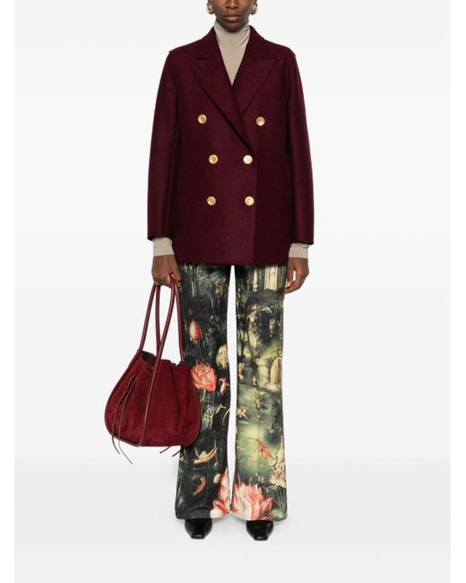 Harris Wharf London Red Wool Double-Breasted Coat