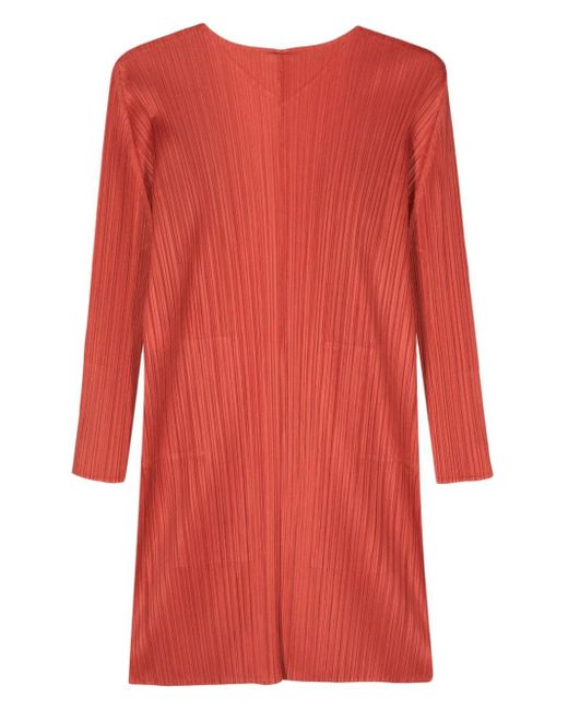 Pleats Please Issey Miyake Red Open Pleated Duster Coat