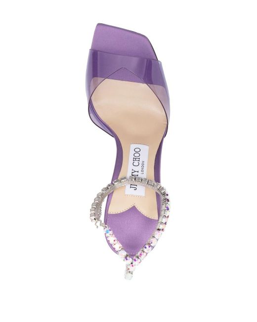 Jimmy Choo Pink Saeda 100 Crystal Chain Embellishment Sandals