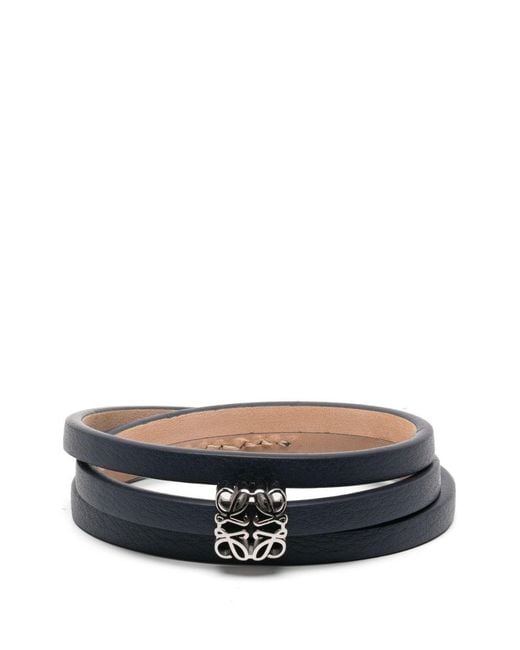 Loewe White Anagram Bombé Leather Bracelet