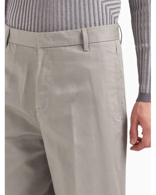 Emporio Armani Gray Cotton Chino Trousers for men