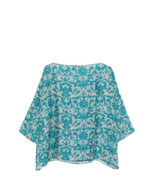Gianluca Capannolo Blue Laura Printed Silk Blouse