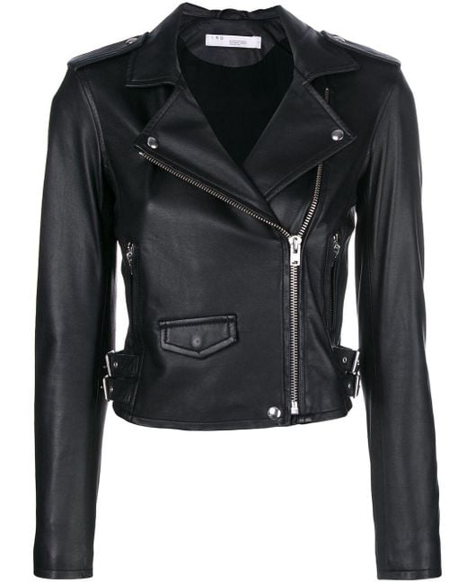 IRO Black Ashville Leather Biker Jacket