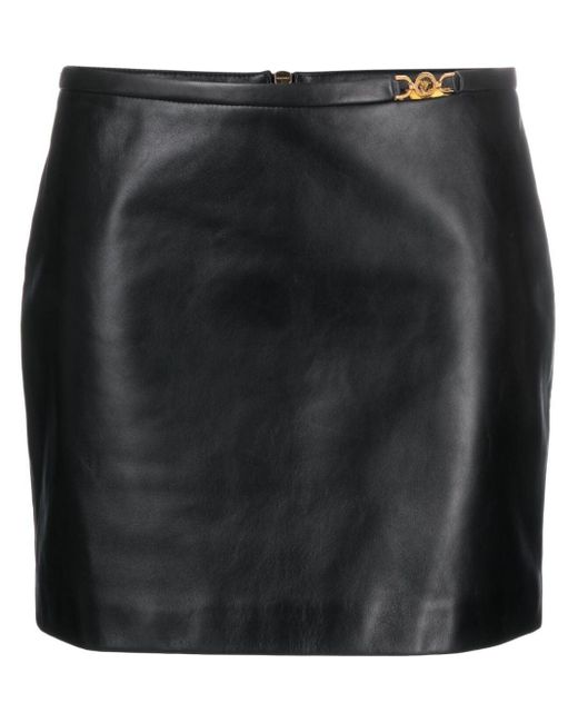 Versace Black Medusa '95 Leather Mini Skirt