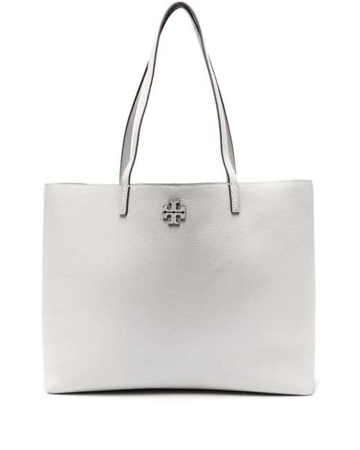 Tory Burch Gray Mcgraw Leather Tote Bag