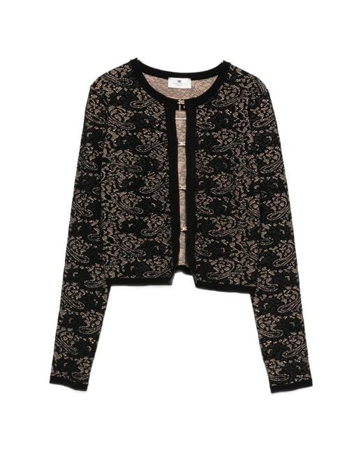 Elisabetta Franchi Black Crewneck Cardigan
