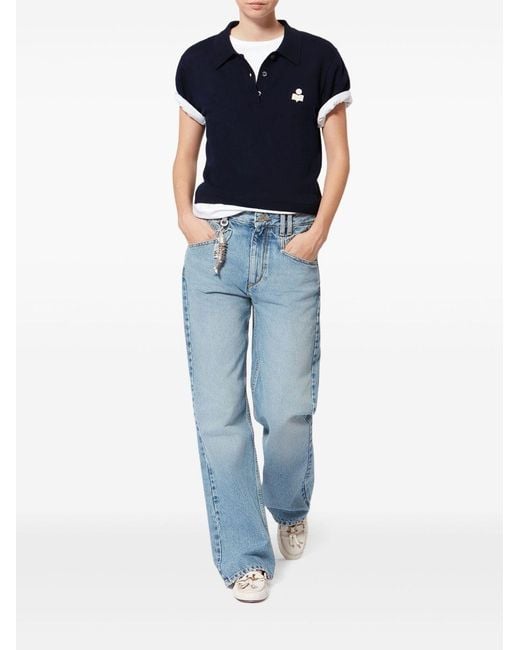 Isabel Marant Blue Wool And Cotton Polo Shirt